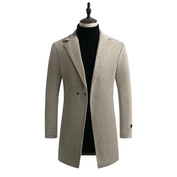 Erkekler Kış Yün Palto Uzun Ceketler Erkekler Rahat Siper Yün Karışımları Iş Rahat Kalın Sıcak Slim Fit Yün Uzun Palto 5XL