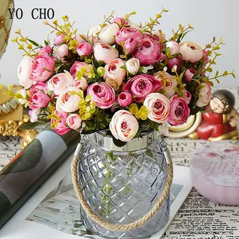 Gelin Güller Düğün Buket Nedime Küçük Çay Güller Yapay İpek Buket Çiçek Düzenleme Ev Partisi Balo Dekor Çiçek