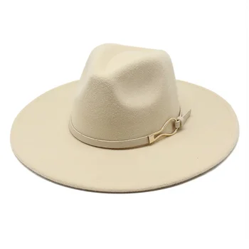 Geniş ağız 9.5 cm yün caz şapka bayanlar şarap kırmızı ilmek fedora şapka bahar ve yaz yeni zarif retro Panama şapka düğün şapka