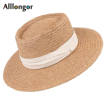 Hasır şapka Kadınlar 2022 Yeni Unisex Kağıt plaj şapkası bayanlar Güneş Şapka Yaz Sombreros de mujer Panama Seyahat Koruma Siperliği güneş şapkası