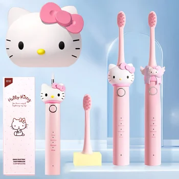 Hello Kitty Elektronik Diş Sanrio Elektrikli Sonik Diş Fırçası Usb Şarj Edilebilir Su Geçirmez 2 fırça değiştirme Kafaları