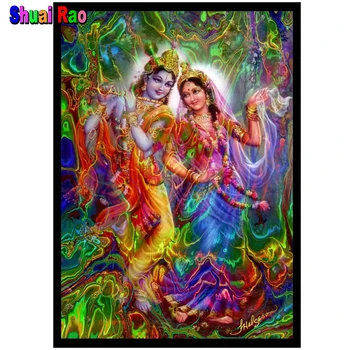 Hindu Tanrı Dini DİY Elmas Boyama Lord Krishna Mandala Buda Elmas nakış Mozaik Tam Matkap Dikiş ev dekor