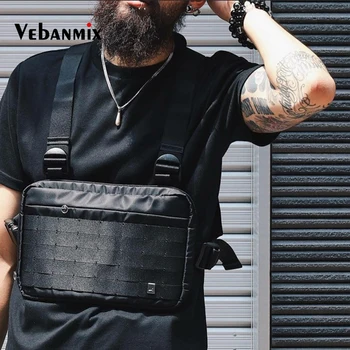Hip Hop Streetwear Erkekler Taktik Göğüs Rig Çantası Ayarlanabilir Serin Taktik Erkekler Messenger omuz çantaları Seyahat Punck Tarzı Sırt Çantası