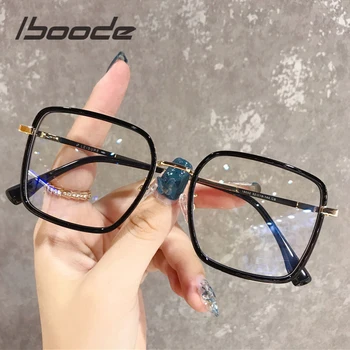 ıboode Kare Anti-mavi ışık Düz Gözlük Çerçeve Kadın Erkek Siyah Şeffaf Şeffaf Lens Gözlük Miyopi Gözlük Vintage