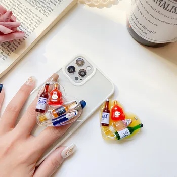 INS Kore 3D Sevimli Şarap Şişesi telefon tutucu Griptok Desteği iPhone Samsung için Kavrama Tok Katlanır El Bandı Parmak Standı