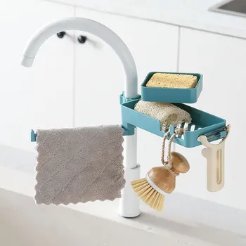 Iskandinav ev mutfak çift katmanlı dönebilen drenaj raf lavabo banyo malzemeleri klipsli musluk drenaj raf depolama rafı