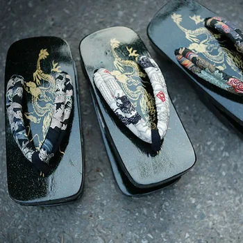 Japon Geleneksel Sandalet Geta Ahşap Takunya Ayakkabı Terlik Erkekler ahşap ayakkabılar Çin Tarzı Cosplay Geta Terlik Sandalet