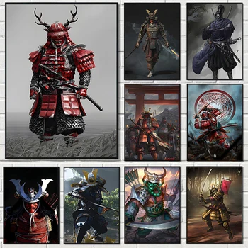 Japon Samuray Savaşçısı Bushido Kılıç ve 7 Erdemleri sanat posterleri Tuval Boyama Duvar Baskılar Resimleri ıçin Oturma Odası Ev Dekor