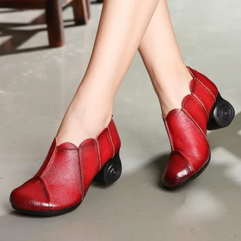 Kadınlar için hakiki deri ayakkabı 6CM Platformu Yüksek Topuklu 2021 Retro Baskı tasarım ayakkabı Uygun Geri Fermuar Kadın Ayakkabı