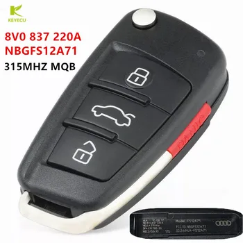 KEYECU Anahtarsız Orijinal Çevirme Uzaktan Anahtar FOB 4 Düğme 315 MHZ için Audi A3 2015 Q3 2015-2017 P / N: 8V0 837 220A FCC ID: NBGFS12A71