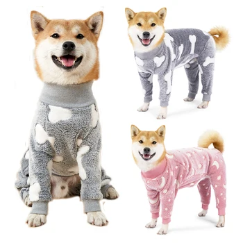 Köpek Pijama Termal Polar Köpek Pjs Tulum Köpek Gerilebilir Onesie Sıcak Kış Ceket Köpek Giysileri Küçük Orta Büyük Köpekler İçin