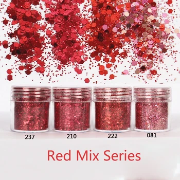 Kırmızı Mix Serisi Çivi Pullu Dilim 1Jar Holografik Nail Art Pul Glitter Pul Madeni Pul Holo Tırnak Flakies DIY Manikür İpuçları