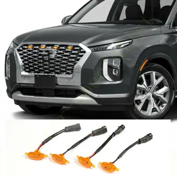 LED Araba Ön İzgara LED Amber İşık Raptor Tarzı İşık Kiti Dekor W / Tel Hız 4 Adet Hyundai Palisade 2020-2021 İçin