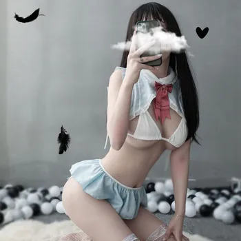 Lolita Kadın Hizmetçi Cosplay Seksi Kostümleri Perspektif Japon İç Çamaşırı Erotik Kıyafet Porno Hizmetçi Kostüm Pijama İç Çamaşırı