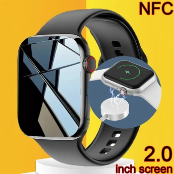 NFC akıllı saat Erkekler 2 İnç Kablosuz Şarj Smartwatch Kadınlar IP67 Su Geçirmez Bluetooth Çağrı Spor İzci Saat Android IOS İçin