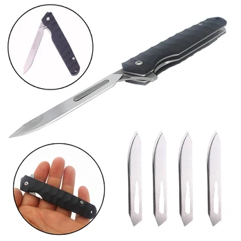 No. 60 Cerrahi Bıçak Katlanabilir Saplı Set Taşınabilir dış ortam aracı Bıçak kamp bıçağı Paslanmaz Çelik Bıçak Emniyet Bıçağı