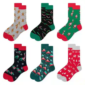 Noel Çorap Noel Baba Geyik Kar Tanesi Pamuk Saf erkek ve kadın Çorap Toptan Tüp noel hediyesi Çift Kawaii