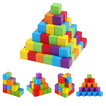 Renkli ahşap bloklar Montessori Yapı İnşaat Oyuncakları Monte Küp Blok Erken Öğrenme eğitici oyuncak Çocuklar İçin