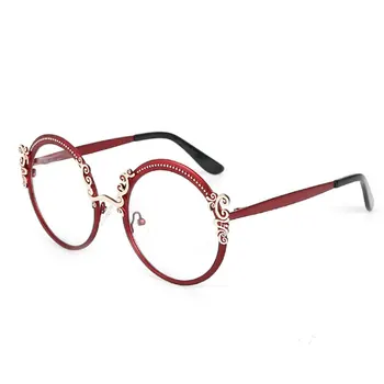 Retro Lüks Kadın Yuvarlak Metal Optik Gözlük Çerçeveleri Moda Bilgisayar Gözlük 50326