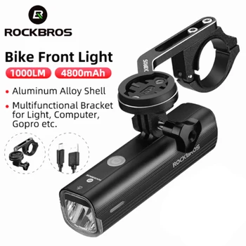 ROCKBROS bisiklet ışık ön bisiklet fener USB şarj edilebilir far LED lamba IPX6 su geçirmez 1000 lümen MTB bisiklet el feneri