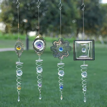 Rüzgar Ahenge Ayna Yansıtıcı Metal Tel Kristal Top rüzgar Çan ev bahçe dekorasyonu sevgililer Günü Hediyesi Damla Nakliye