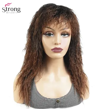 Sentetik Peruk Ombre Uzun Kıvırcık Saç Siyah / Kumral Doğal Kapaksız peruk Kadınlar için StrongBeauty
