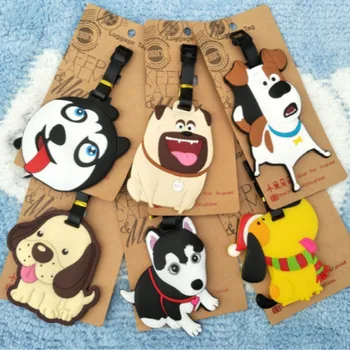 Sevimli Karikatür Köpek Seyahat Bagaj Etiketi Yumuşak Silika jel Bavul Etiket KIMLIK Adres Adı Tutucu Bavul Etiketleri Seyahat Aksesuarları