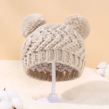 Sevimli örgü şapka Kış Ponpon Bebek Şapka Kalın Sıcak Bebek Kız Erkek Şapka Tığ Bere Çocuk Şapka Bebek Kaput Muts Yenidoğan Bebek İçin
