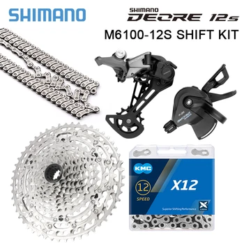 Shimano Deore M6100 12 S Groupset Vites Arka Attırıcı 12 V MTB Mikro Spline Kaset 51 T M6100 Zincir KMC X12 12 Hız dişli seti