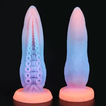 Silikon Ahtapot Tentacles Aydınlık Yapay Penis Anal Seks Oyuncakları Parlayan Yapay Penis Penis Büyük Canavar Yapay Penis Butt Plug Yetişkin Oyuncaklar Kadınlar için