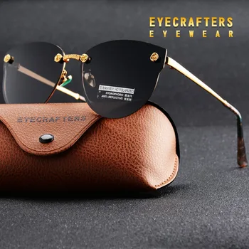 Siyah Yeni Kadın Polarize Güneş Gözlüğü Marka Tasarımcısı Bayanlar Retro Kedi Göz güneş gözlüğü Kadın Moda Aynalı Gözlük Shades