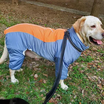 Su geçirmez Orta Büyük Köpek Giysileri Kış Tulum Köpekler İçin Sıcak Köpek Tulum Kalın Polar Ceket Köpek Takım Elbise Çekilebilir Köpek Kıyafeti