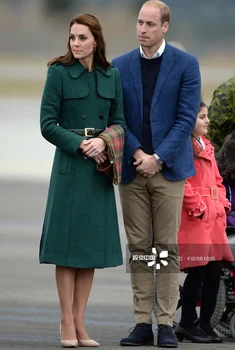 Sıcak Satış Yeni Kate Middleton Prenses Yün Ceket Moda Sıcak Kruvaze Kış Ceket Kemer İle