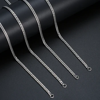 Toptan Fiyat 4mm Paslanmaz Çelik Zincir Kolye Moda erkek Parti Takı Titanyum Çelik Bağlantı Kolye Uzunluğu 50/55/60/70cm