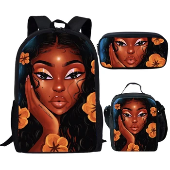 Twoheartsgırl Afrika Kız Çocuk okul çantası Setleri Siyah Afro Kız Sihirli Gizli Sakli Konusmalar Çocuklar Çocuklar için Okul Çantaları Satchel