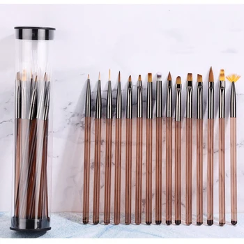 Tırnak Fırçası Lüks Seti 15 adet Renk Boyama Çizgi Çizim Yapma Oyma degrade Jel Fırça Seti Profesyonel Fırça tırnak sanat aracı