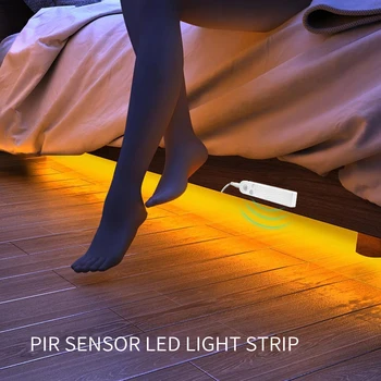 UBARO Beyaz / Sıcak LED sensörlü ışık Şerit Pil Kutusu Usb Şarj Akıllı Ev Gardırop Kızılötesi İnsan Vücudu 1/2 / 3M 5V 0.35 A