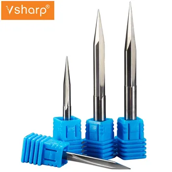 Vsharp 2 Flüt V İpucu End Mill 6mm Shank Çift Bıçak Düz Oluk CNC Gravür Bit Keskin Oyma Aracı Ağaç İşleme İçin