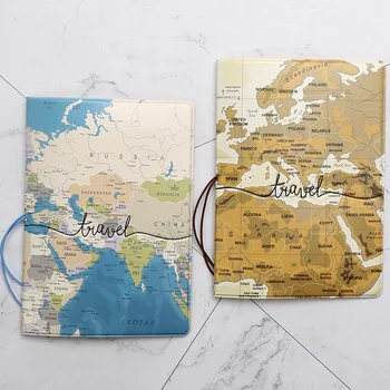 Yaratıcı Yeni Dünya Haritası Pasaport Kapağı Cüzdan Çanta KIMLIK Adres Tutucu Taşınabilir PU Deri Yatılı Cüzdan Kılıf Seyahat Aksesuarları
