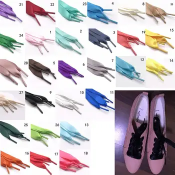 Yeni 1 Çift 2CM Genişlik Saten ipek kurdele Ayakabı 120CM Uzunluk Sneaker spor ayakkabılar Dantel Renkli Yetişkin çocuk danteller