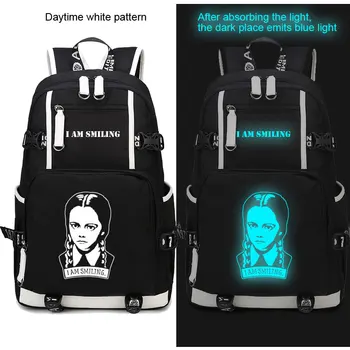 Yeni Aile Çarşamba Addams Sırt Çantası Laptop Çantası Erkekler Seyahat Çantaları USB Aydınlık Oxford Sırt Çantası schoolbag