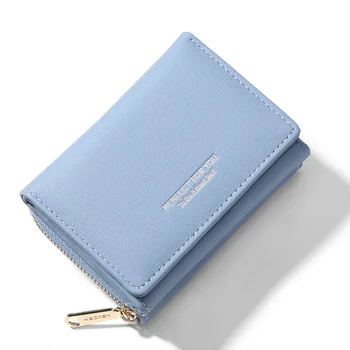 Yeni Moda Kısa Kadın Cüzdan Çok Fonksiyonlu Basit Katlanır Çoklu kart Yuvası kart çantası Fermuarlı bozuk para cüzdanı Bayanlar PU Cüzdan