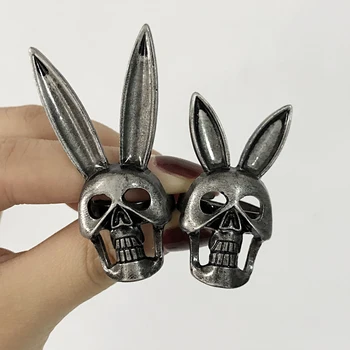 Yeni Punk Tavşan Kafatası Yüzük Vintage Charm Hayvan Tavşan İskelet Gotik Ayarlanabilir Yüzük 2 Boyutu İçin Adam Kadın Gece Kulübü Takı