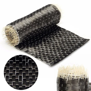 Yeni Varış 12K 200G 10*100cm Siyah Karbon Fiber Kumaş Kumaş Bant Tek yönlü Örgü Sanayi için Yangın Koruma Kullanarak