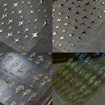 Yeni Zanaat Nail Art Sticker Sıcak Altın Lazer Gümüş Gül Altın Güller Yıldız Kar Taneleri Kelebek Kanatları DIY Manikür Çıkartması Dekorasyon