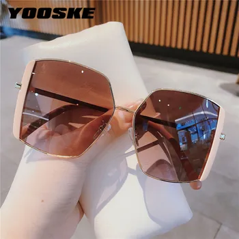 YOOSKE Klasik Degrade Güneş Gözlüğü Erkek Kadın Vintage Sürüş güneş gözlüğü Bayanlar Trendy Kare Gözlük Büyük Çerçeve Shades