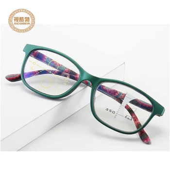 Zarif İlerici Multifokal okuma gözlüğü Kadın Akıllı Zoom Yaşlı Gözlük Erkekler Anti-mavi Presbiyopik Gözlük