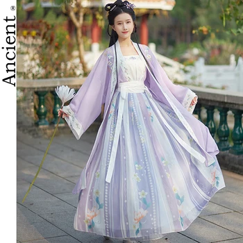 Çin Tarzı Hanfu Geleneksel Giyim Geliştirilmiş Tang Hanedanı Kadın Cosplay Peri Prenses Elbise Elemanları Antik Pembe Takım Elbise